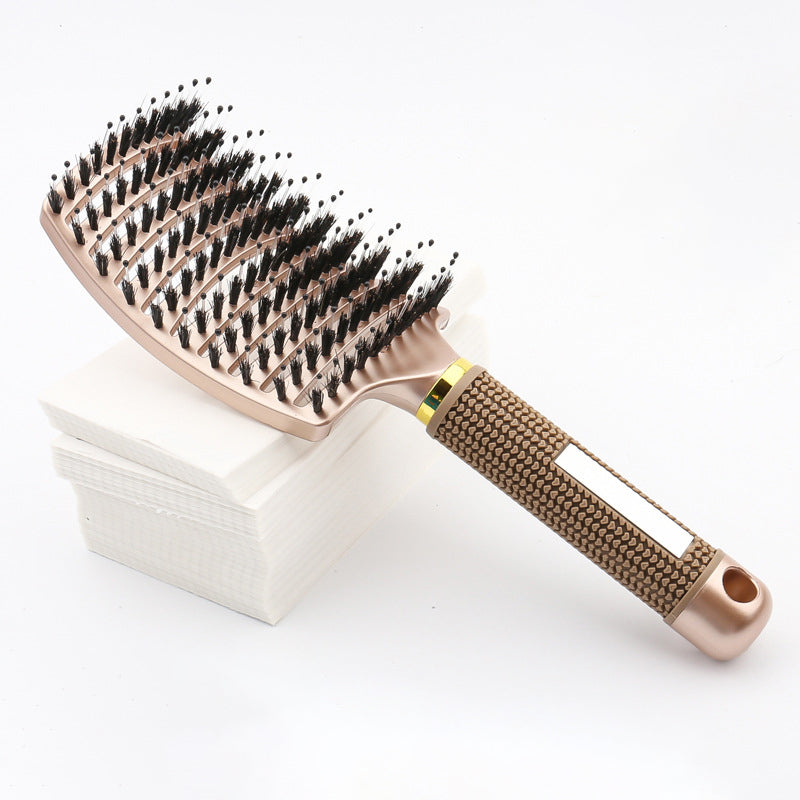 Natural Boar Bristle Detangling Nylon Brush Large Curved Curly Hair Styler