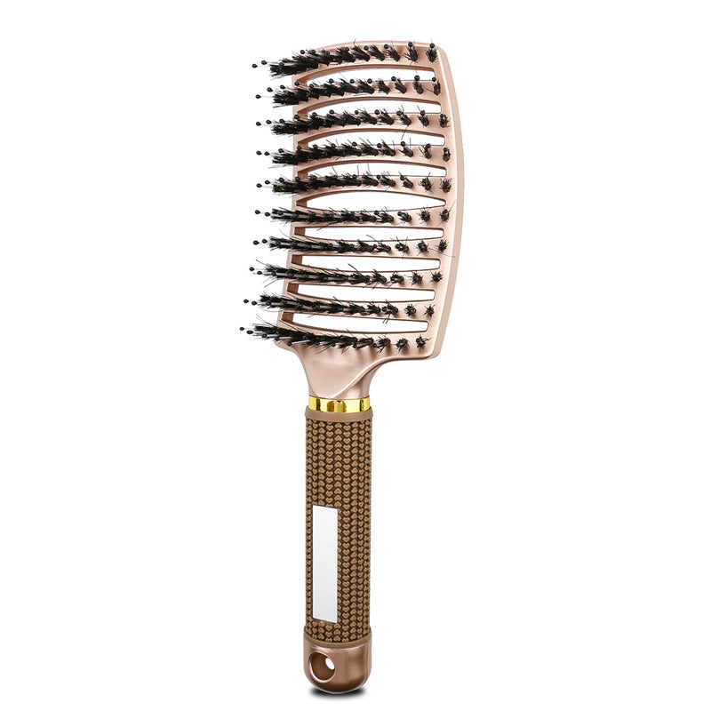 Natural Boar Bristle Detangling Nylon Brush Large Curved Curly Hair Styler