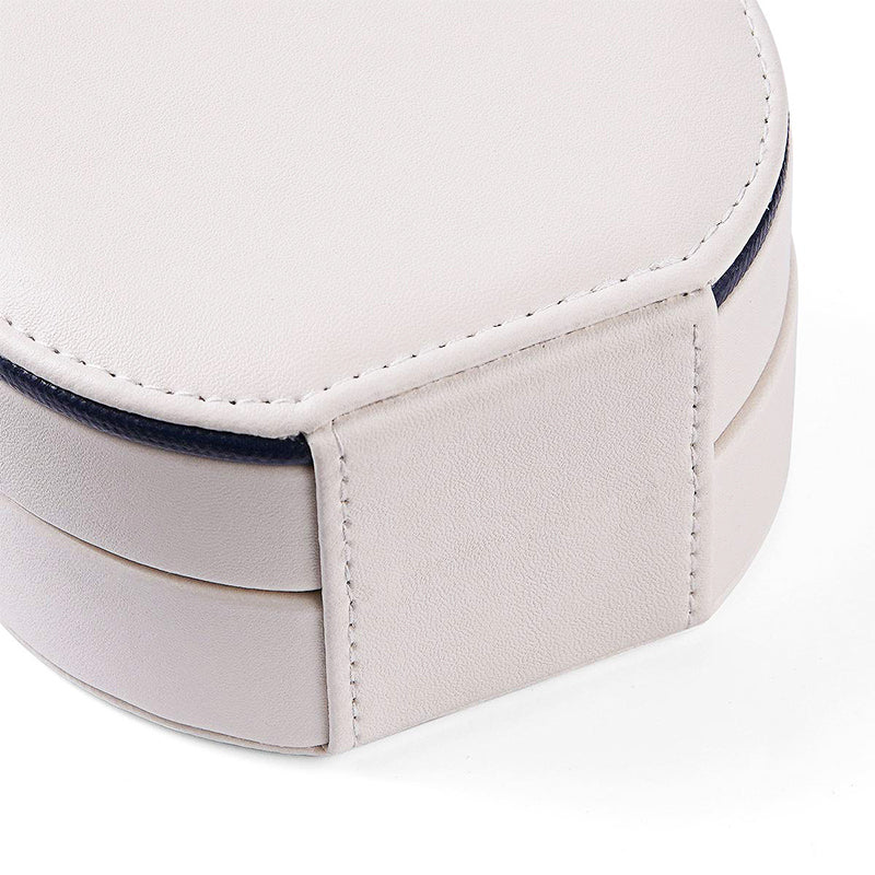 Round Jewellery Boxes Portable PU Leather Case 2 Layers Storage Organizer for Travel, Home