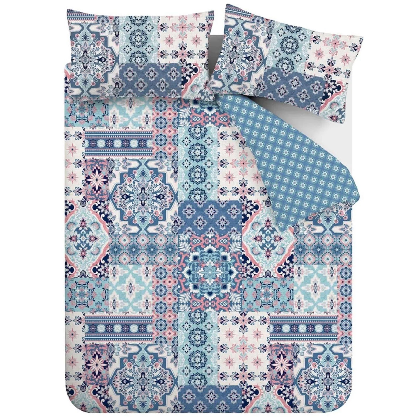 Boho Patchwork Reversible Blue Duvet Cover Set by Catherine Lansfield