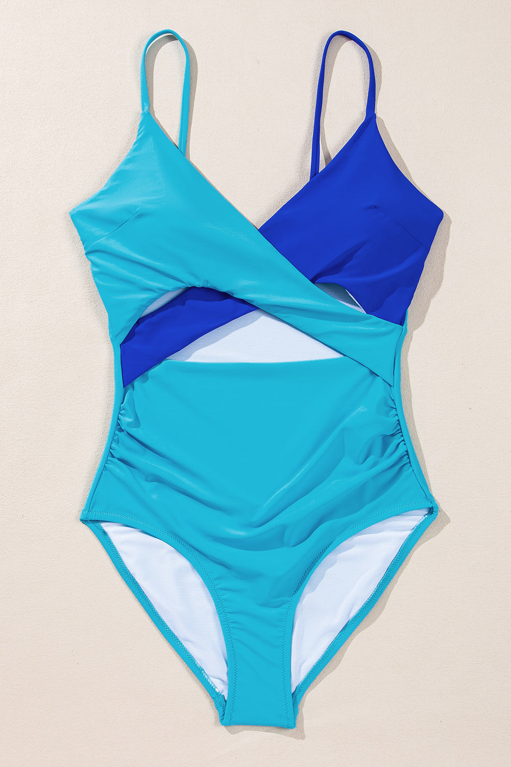 Two Tone Colorblock Cutout One Piece Swimsuit