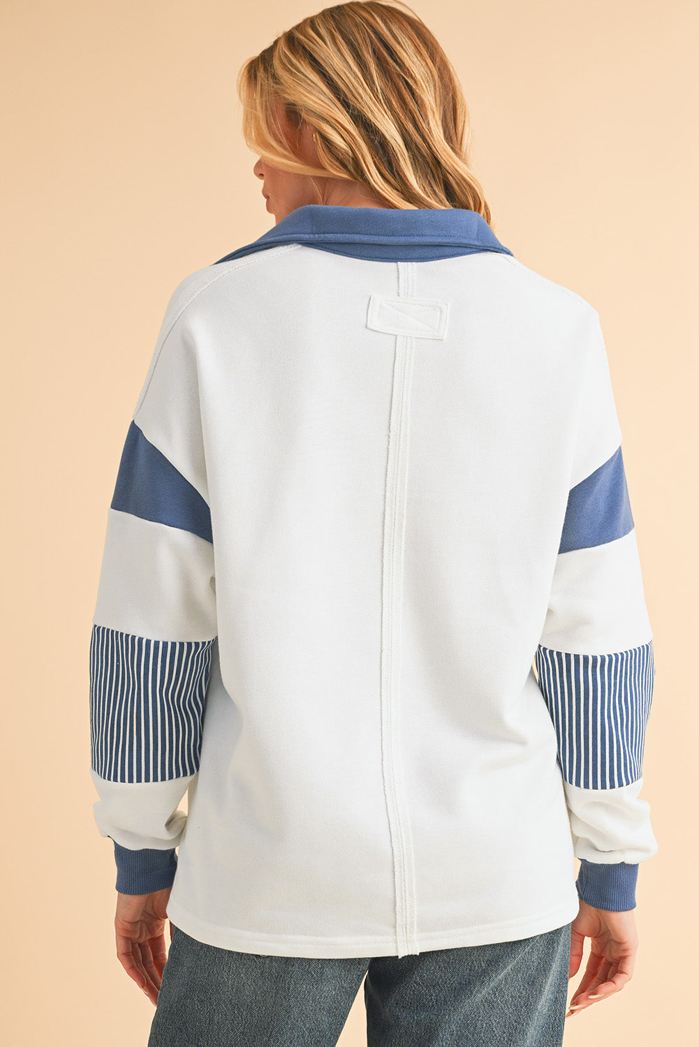 Striped Patchwork Collar Sweatshirt