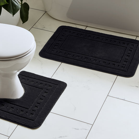 Catherine Lansfield Armoni Bath & Pedestal Mat Set in Black