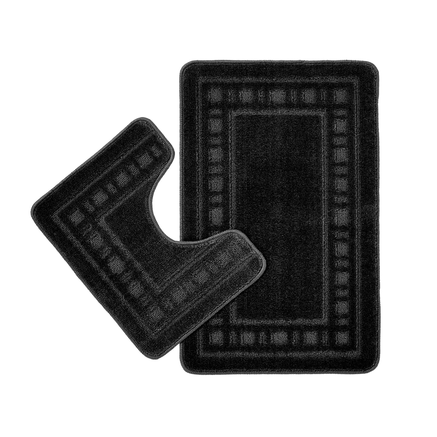 Catherine Lansfield Armoni Bath & Pedestal Mat Set in Black