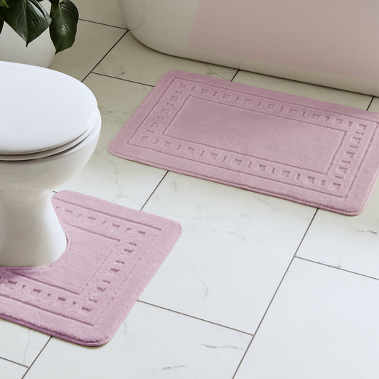 Catherine Lansfield Armoni Bath & Pedestal Mat Set in Pink