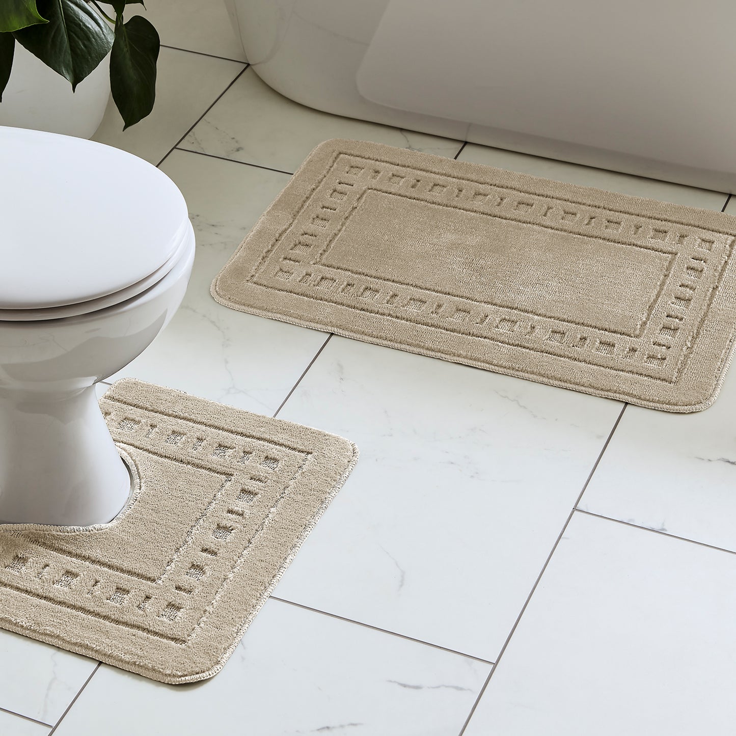 Catherine Lansfield Armoni Bath & Pedestal Mat Set in Natural