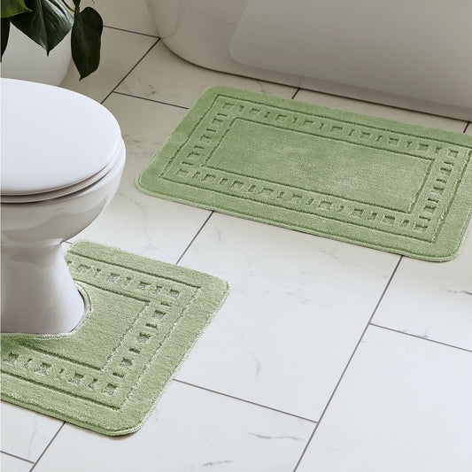 Catherine Lansfield Armoni Bath & Pedestal Mat Set in Sage Green