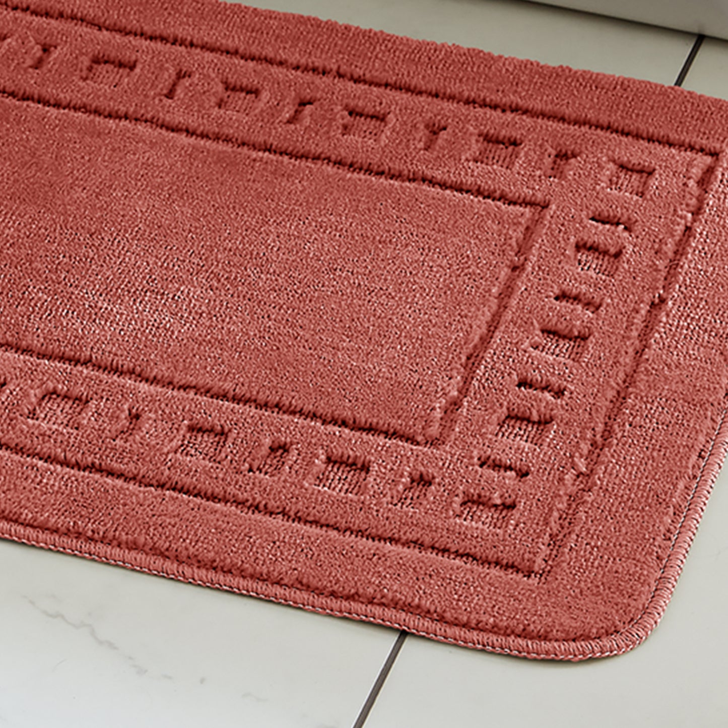 Catherine Lansfield Armoni Bath & Pedestal Mat Set in Terracotta