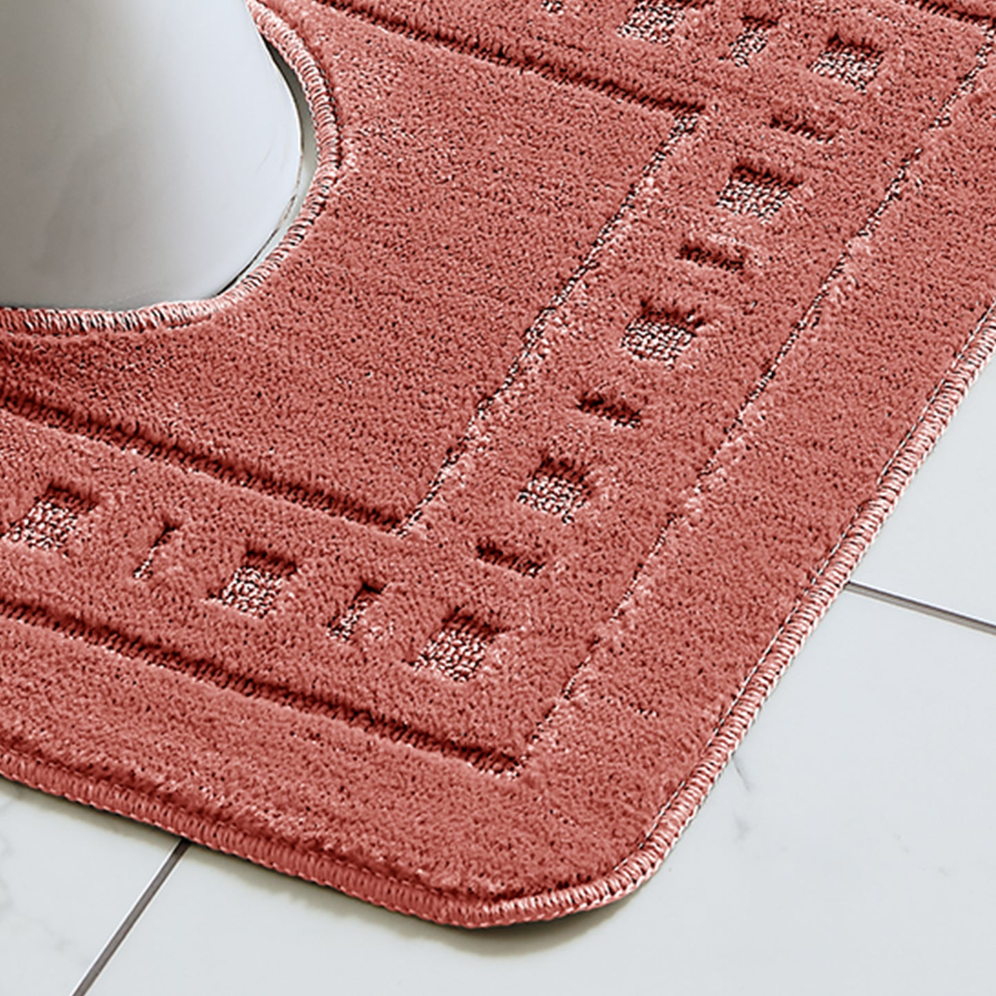 Catherine Lansfield Armoni Bath & Pedestal Mat Set in Terracotta