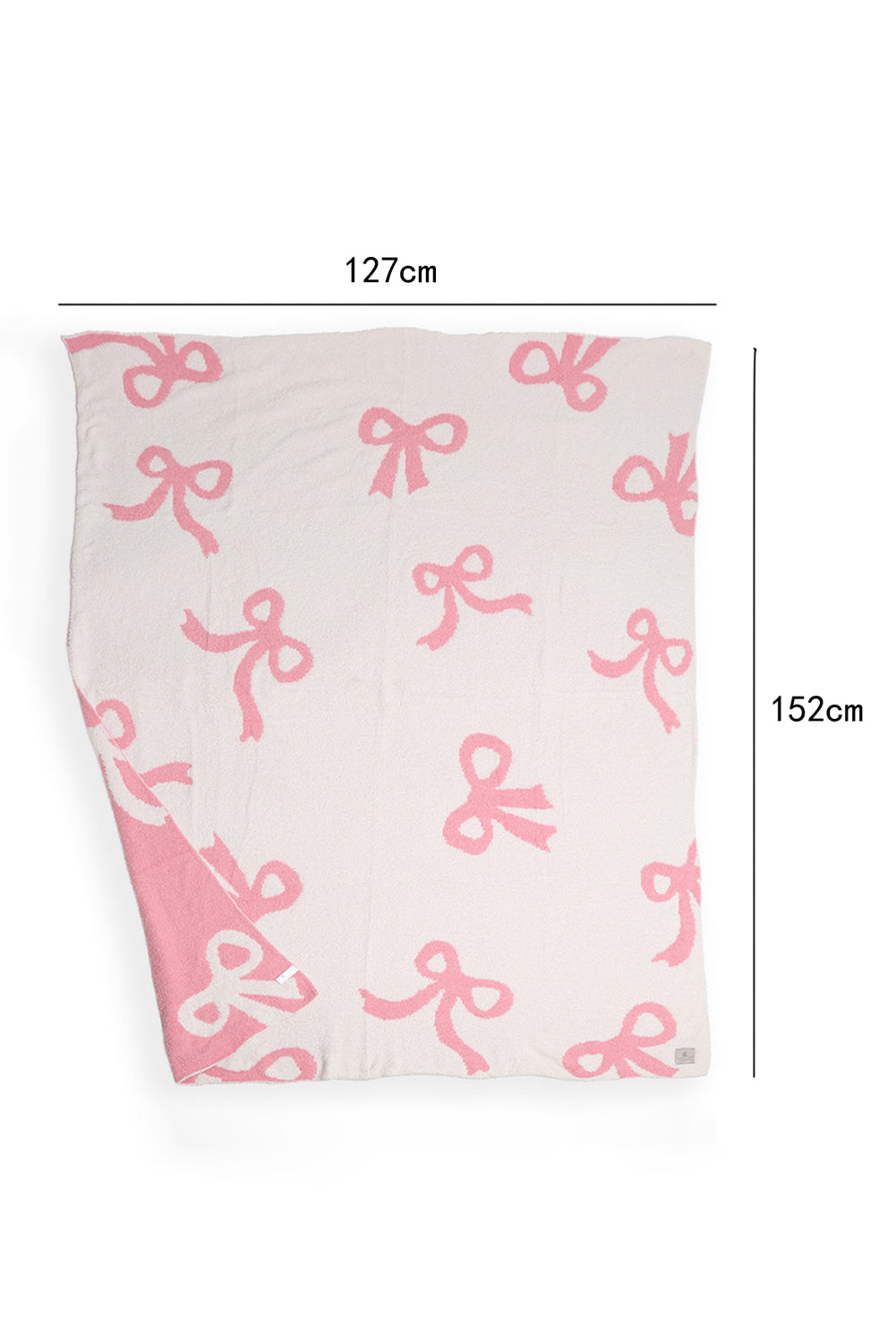 Pink 127 x 152cm Bow Printed Cozy Soft Throw Blanket