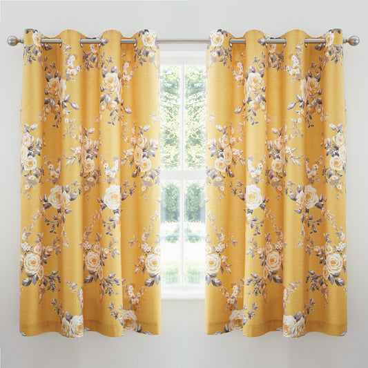 Canterbury Eyelet Curtains in Ochre by Catherine Lansfield