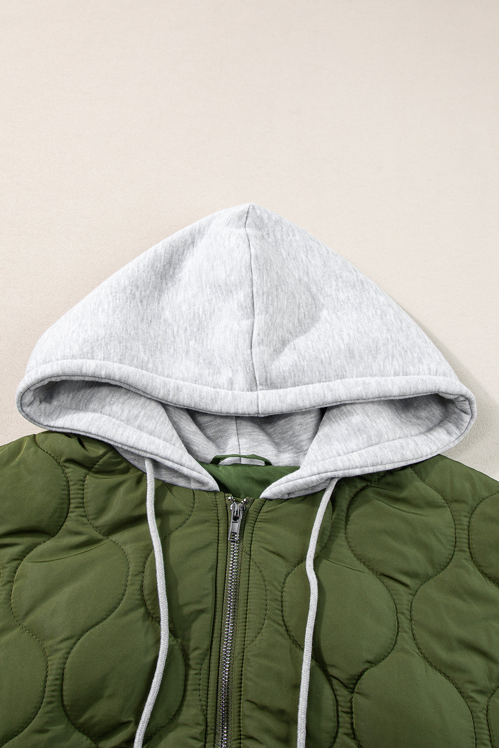 Quilted Drawstring Hooded Zip Up Puffer Vest