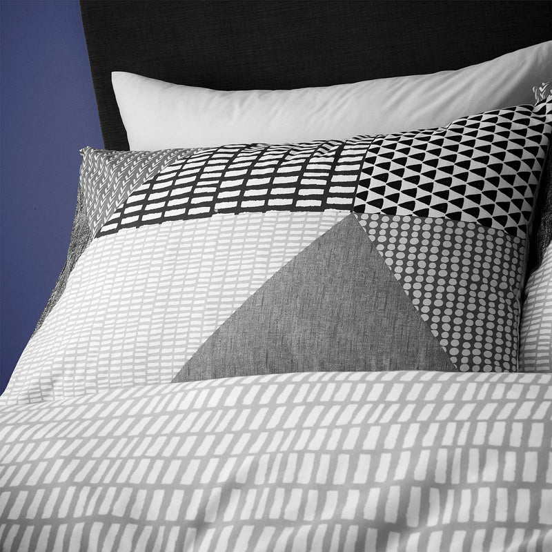 Larsson Geo Geometric Grey Duvet Cover Set by Catherine Lansfield