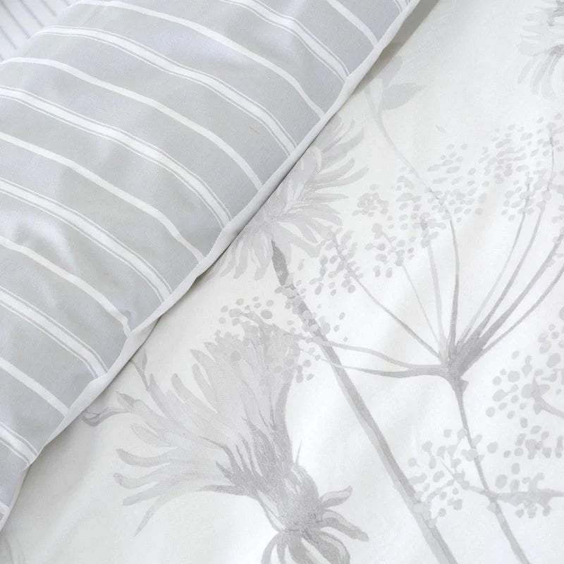 Meadowsweet Floral White & Grey Duvet Cover Set by Catherine Lansfield