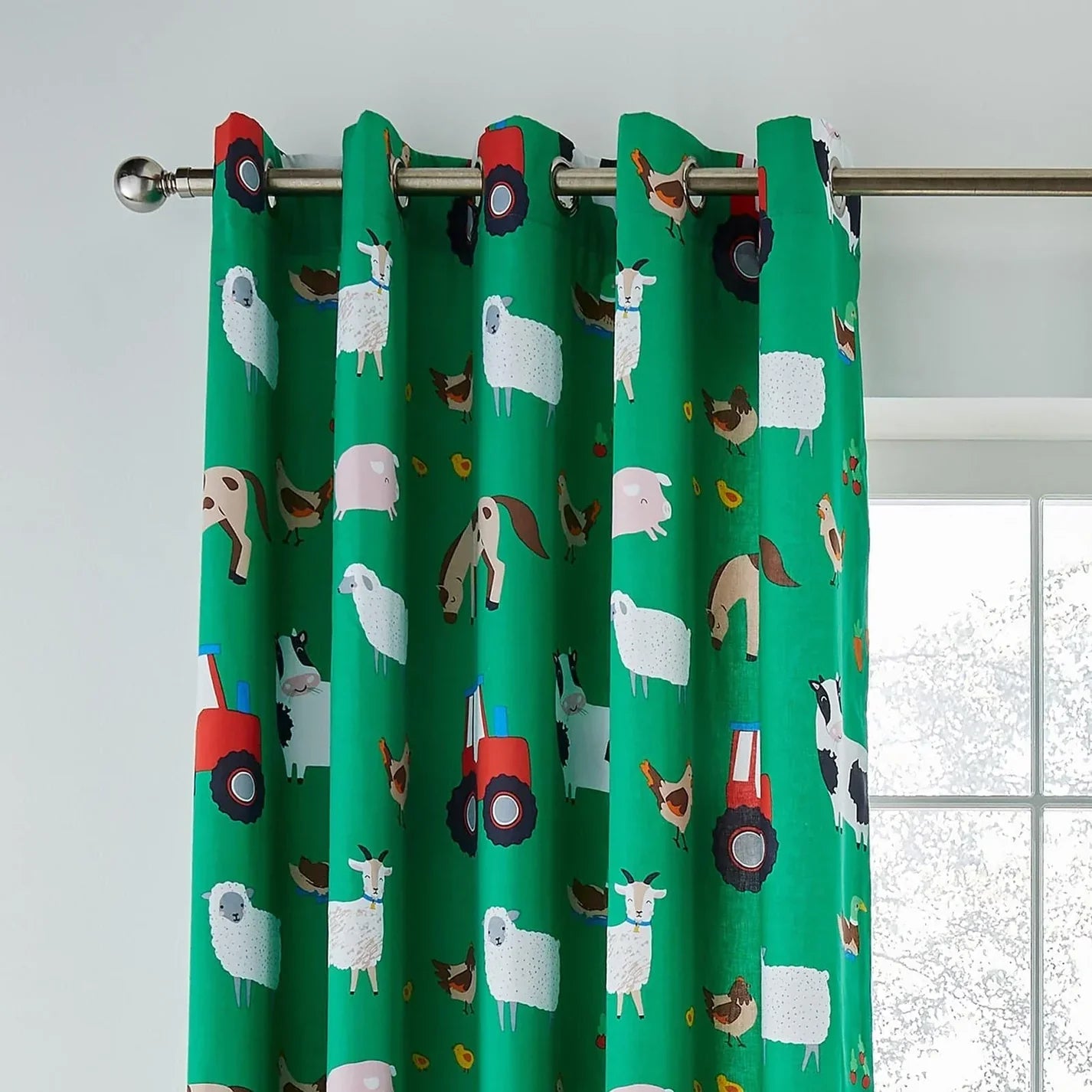 Farmyard Animals Eyelet Curtains by Catherine Lansfield Kids