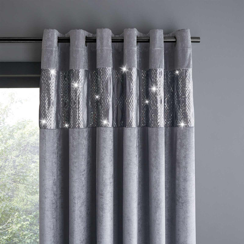 Crushed Velvet Glamour Sequin Eyelet Curtains by Catherine Lansfield