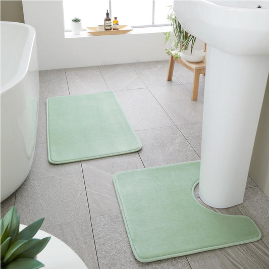 Anti-Bacterial Bath & Pedestal Mat Set Sage