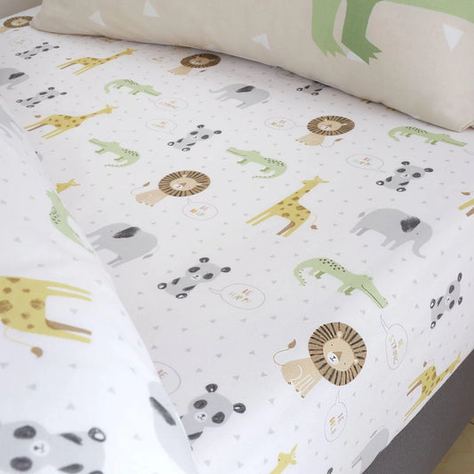 Roarsome Animals Fitted Sheet by Catherine Lansfield