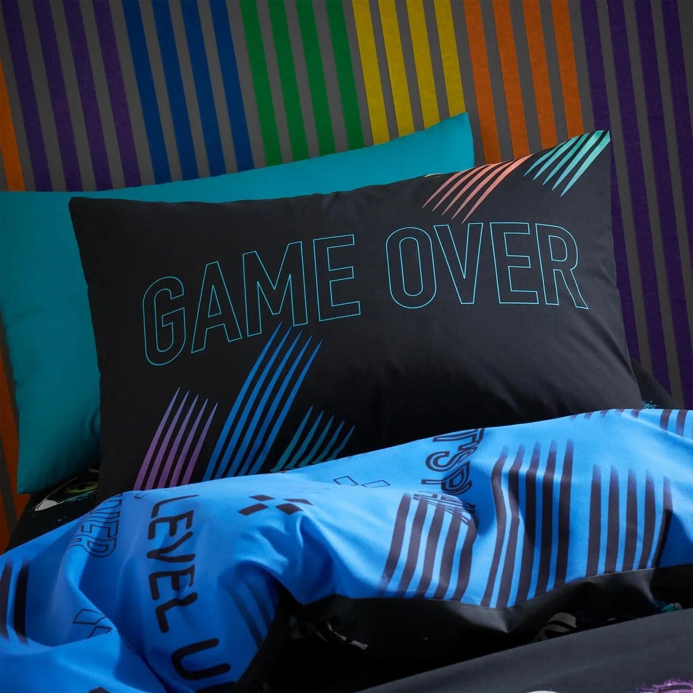 Game Over Reversible Black Duvet Cover Set by Catherine Lansfield Kids