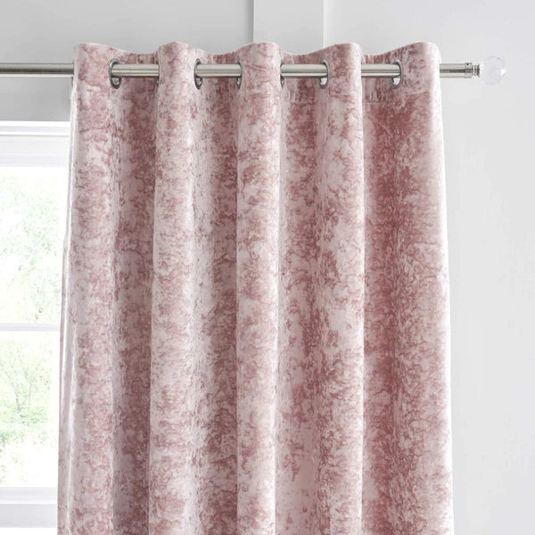 Crushed Velvet Eyelet Curtains in Blush by Catherine Lansfield