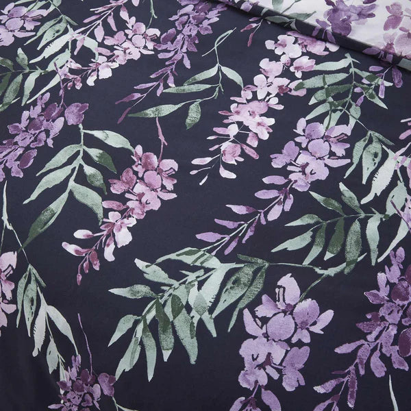 Wisteria Floral Reversible Navy & White Duvet Cover Set by Catherine Lansfield