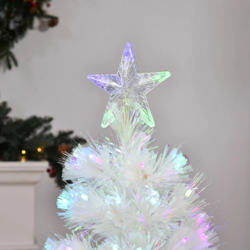 4FT Pre-Lit White Artificial Christmas Tree with Fibre Optic LED Lights