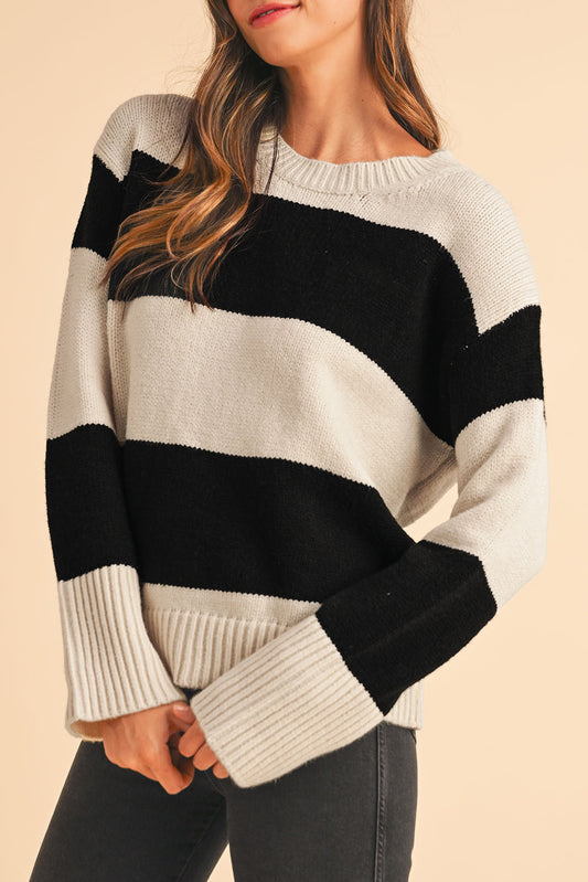 Jet Stream Colourblock Loose Pullover Sweater