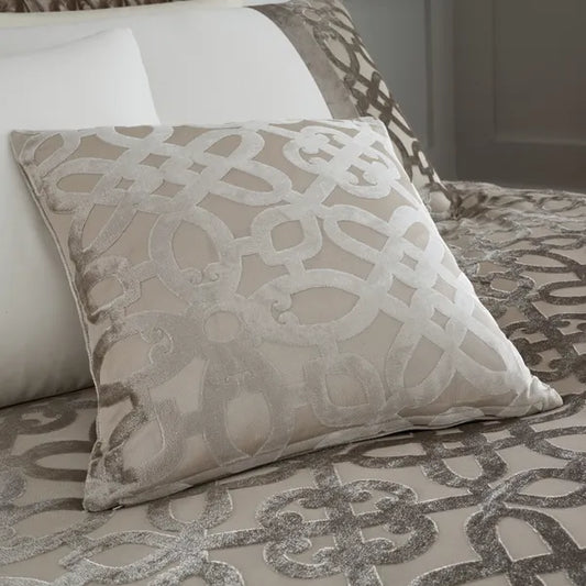 Lattice Cut Velvet Cushion in Natural by Catherine Lansfield