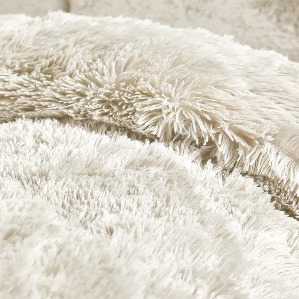 Cuddly Faux Fur Cream Duvet Cover Set by Catherine Lansfied