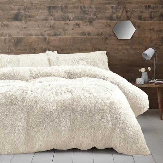 Cuddly Faux Fur Cream Duvet Cover Set by Catherine Lansfied