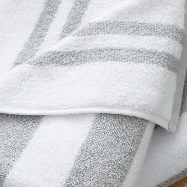 Grey Reversible Stripe 100% Cotton Towels by Bianca