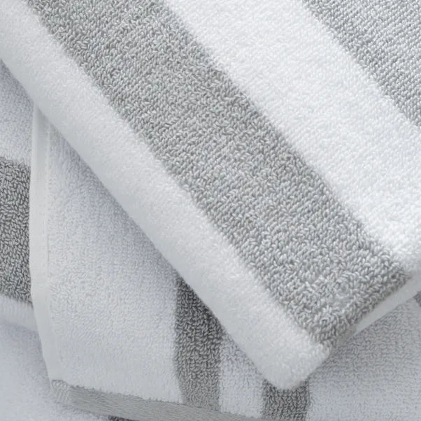 Grey Reversible Stripe 100% Cotton Towels by Bianca