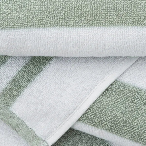 Sage Reversible Stripe 100% Cotton Towels by Bianca