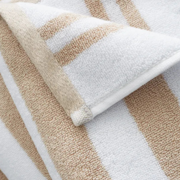 Natural Reversible Stripe 100% Cotton Towels by Bianca