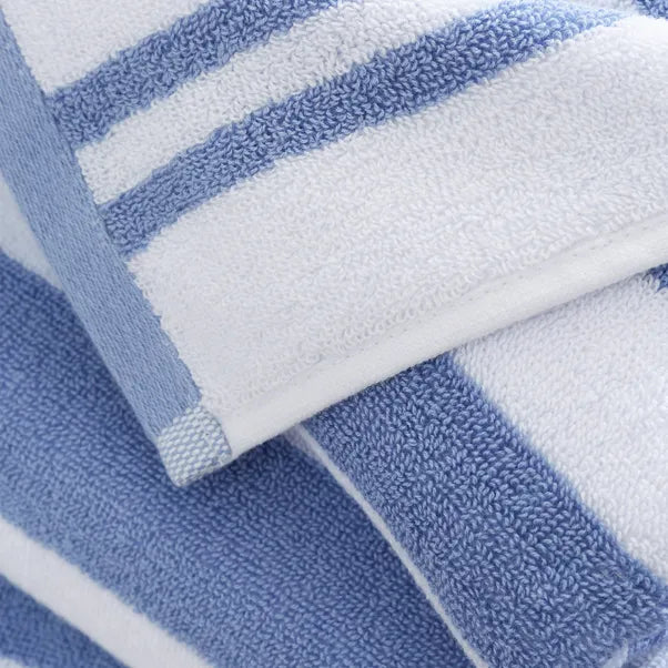 Blue Reversible Stripe 100% Cotton Towels by Bianca