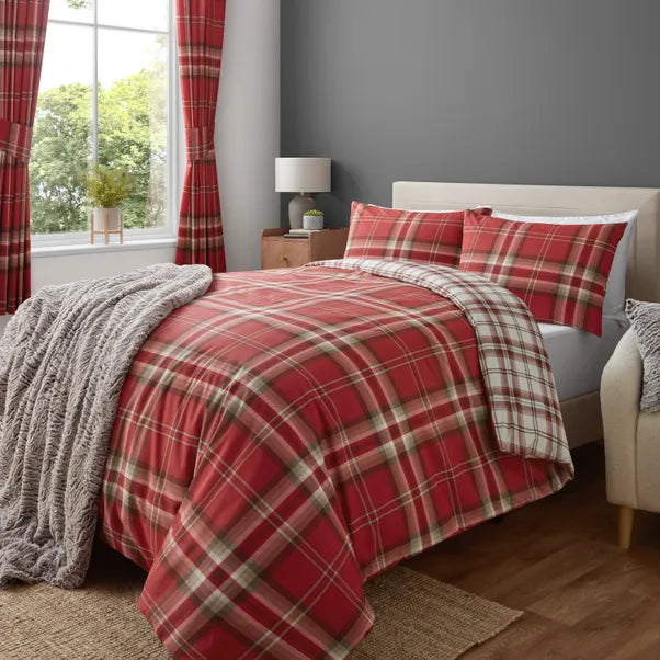 Kelso Check Tartan Red Duvet Cover Set by Catherine Lansfield