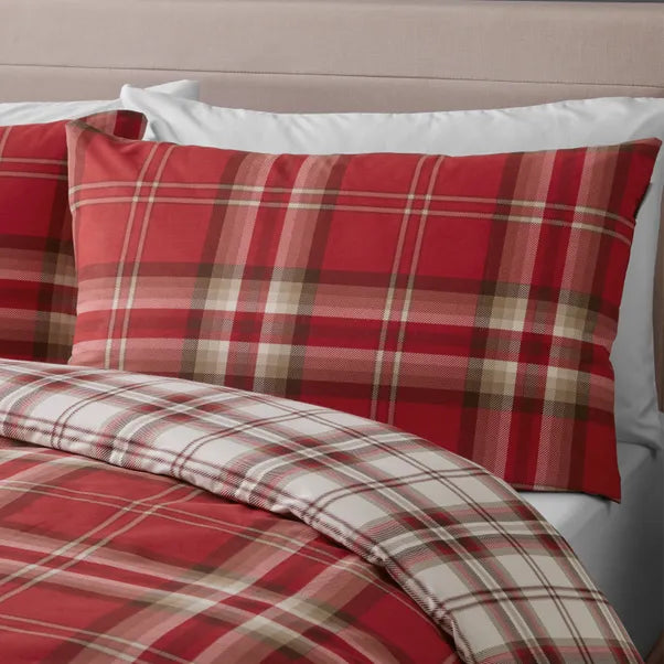 Kelso Check Tartan Red Duvet Cover Set by Catherine Lansfield