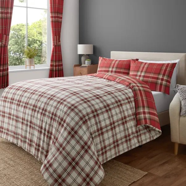 Kelso Check Tartan Red Duvet Cover Set by Catherine Lansfield