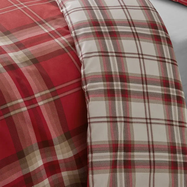 Kelso Check Tartan Red Duvet Cover Set by Catherine Lansfield