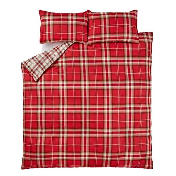 Kelso Check Tartan Red Duvet Cover Set by Catherine Lansfield