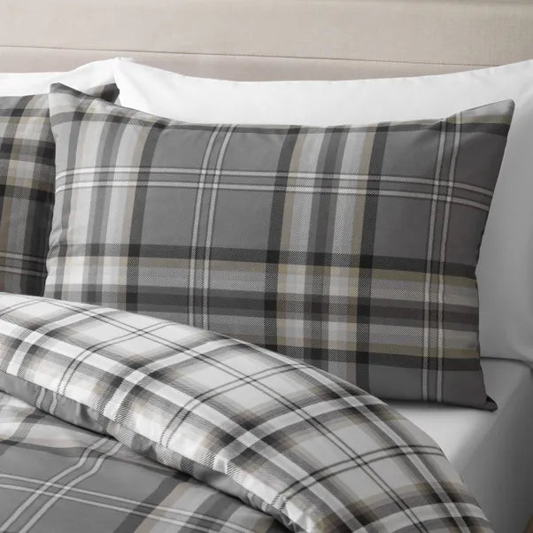 Kelso Check Tartan Charcoal Duvet Cover Set by Catherine Lansfield