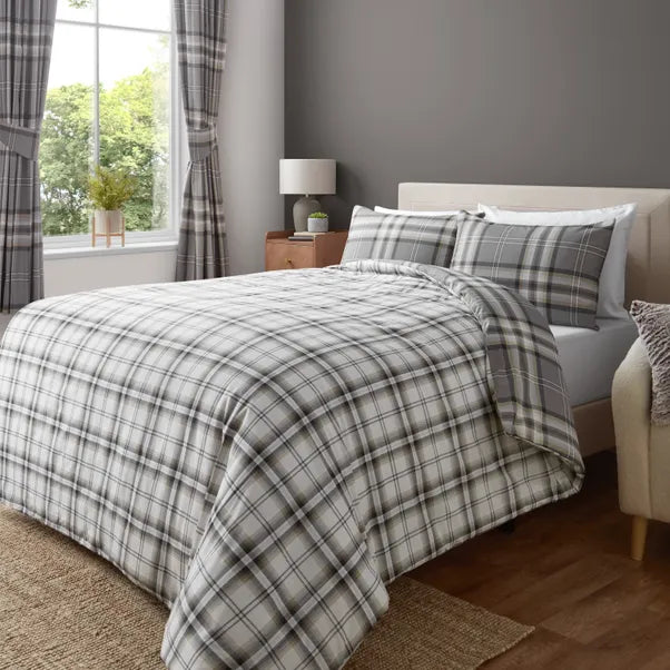 Kelso Check Tartan Charcoal Duvet Cover Set by Catherine Lansfield