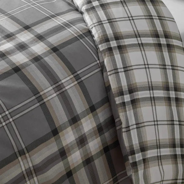 Kelso Check Tartan Charcoal Duvet Cover Set by Catherine Lansfield