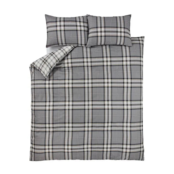 Kelso Check Tartan Charcoal Duvet Cover Set by Catherine Lansfield