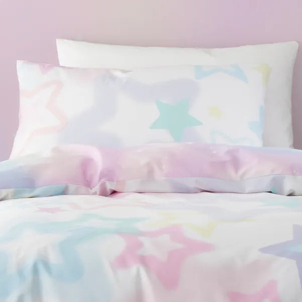 Ombre Star Reversible Duvet Cover Set in White by Catherine Lansfield Kids