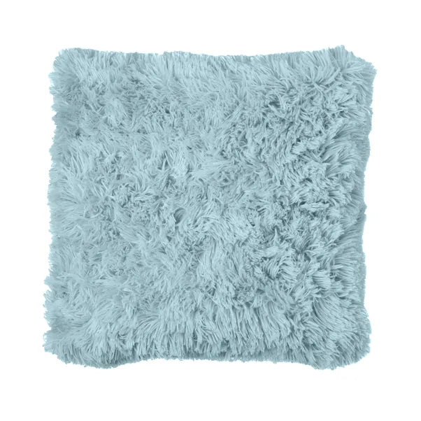 Cuddly Deep Pile Faux Fur Cushion in Duck Egg by Catherine Lansfield