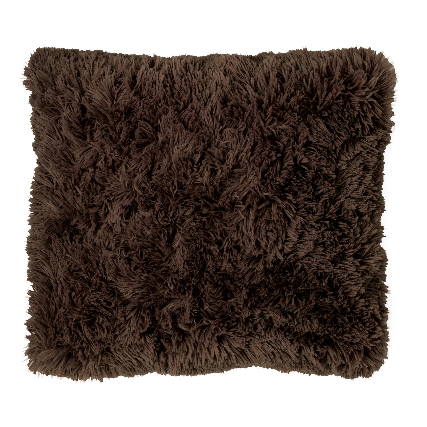 Cuddly Deep Pile Faux Fur Cushion in Chocolate by Catherine Lansfield