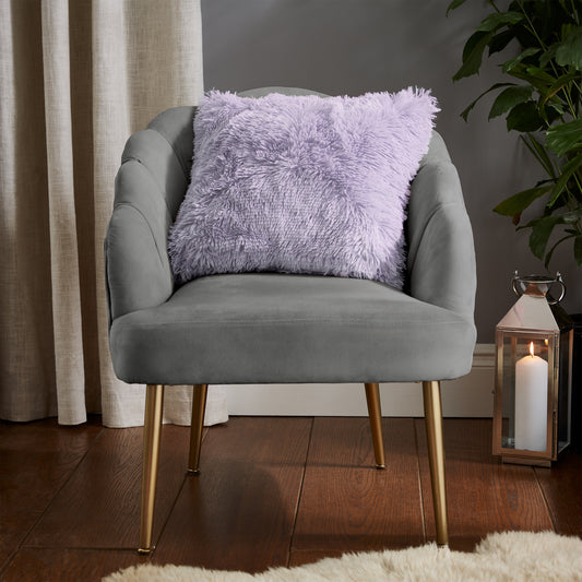 Cuddly Deep Pile Faux Fur Cushion in Heather by Catherine Lansfield