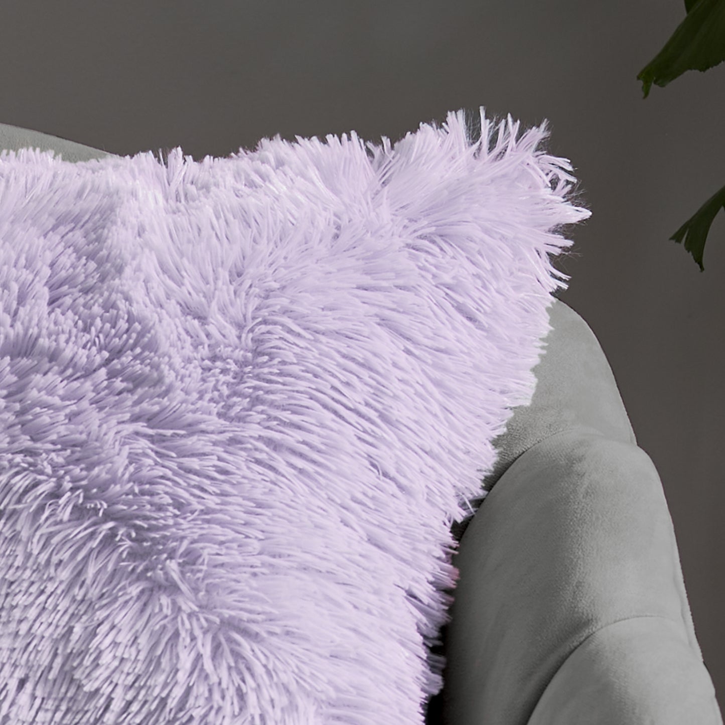 Cuddly Deep Pile Faux Fur Cushion in Heather by Catherine Lansfield