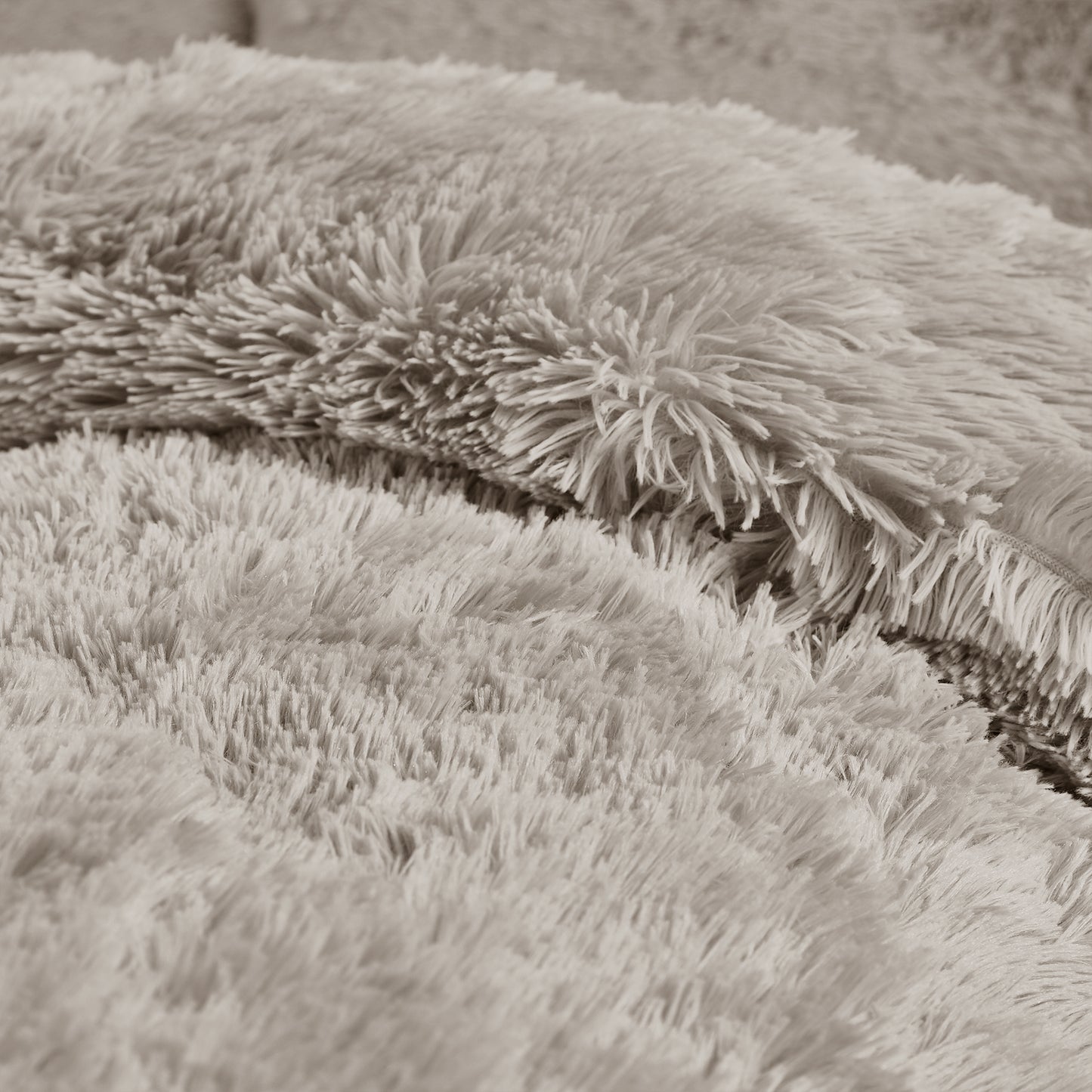 Cuddly Faux Fur Natural Duvet Cover Set by Catherine Lansfied